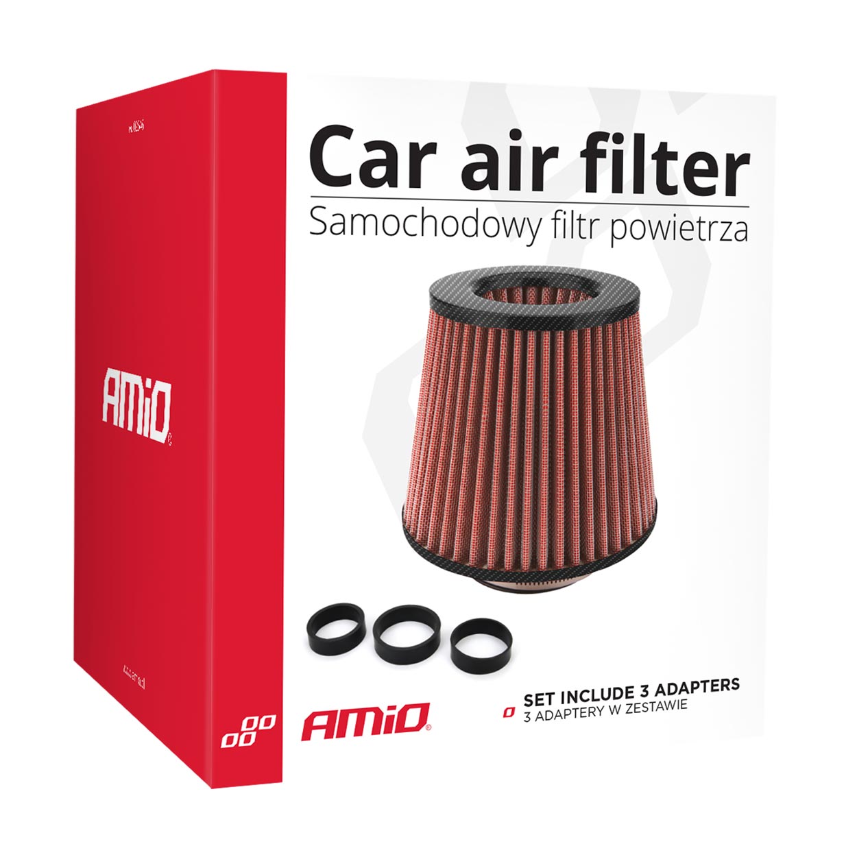 Filtru de aer conic Carbon cu 3 adaptoare-2