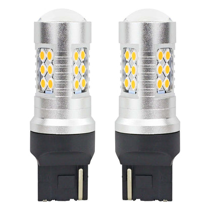 Set becuri auto cu LED CANBUS, 3030, 24SMD, compatibil T20, 7440, WY21W, Portocaliu, 12V / 24V, destinat competitiilor auto sau off-road-0