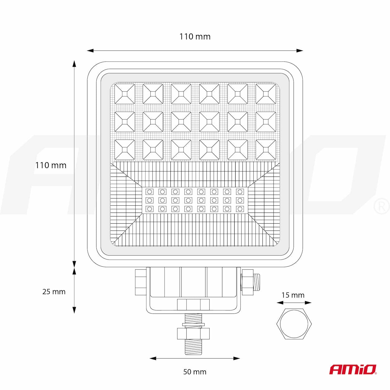 Proiector LED pentru Off-Road, ATV, SSV, cu functie de semnalizare, culoare 6500K, 3360 lm, tensiune 9 - 36V, dimensiuni 110 x 110 mm-12