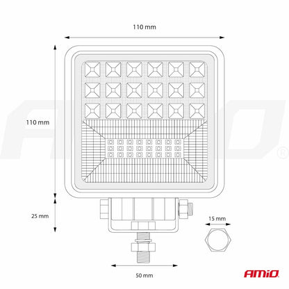 Proiector LED pentru Off-Road, ATV, SSV, cu functie de semnalizare, culoare 6500K, 3360 lm, tensiune 9 - 36V, dimensiuni 110 x 110 mm-12
