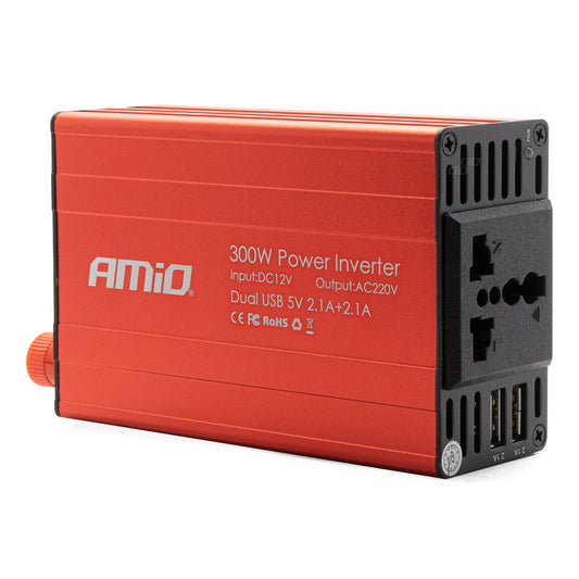 Convertor de tensiune 12V -> 220V, 300W/600W, 2 x USB 5V-0