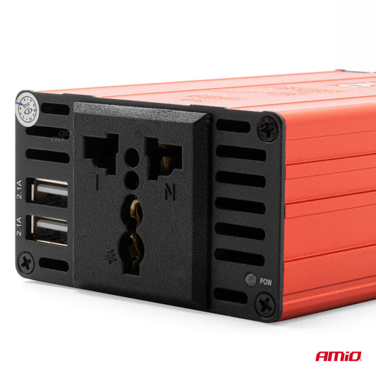 Convertor de tensiune 12V -> 220V, 300W/600W, 2 x USB 5V-1