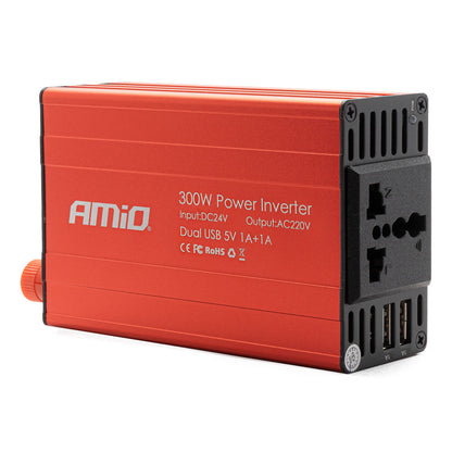 Convertor de tensiune 24V -> 230V, 300W/600W, 2 x USB 5V-0