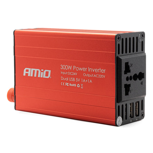 Convertor de tensiune 24V -> 230V, 300W/600W, 2 x USB 5V-0