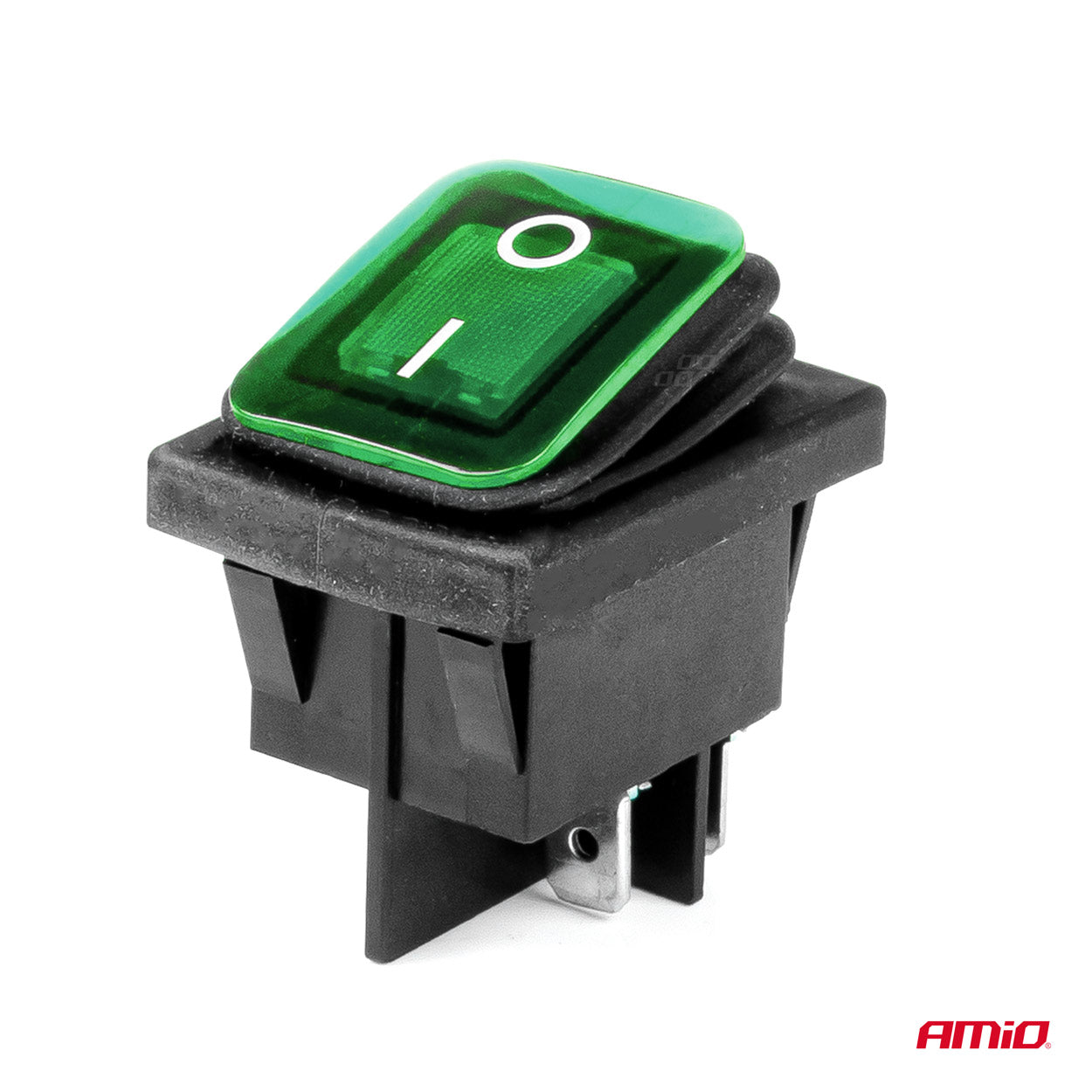 Intrerupator On/Off, 12/24V, dreptunghiular, waterproof, iluminat culoare Verde, destinatie auto, utilitare, Off-Road, ATV, SSV, QUAD-1