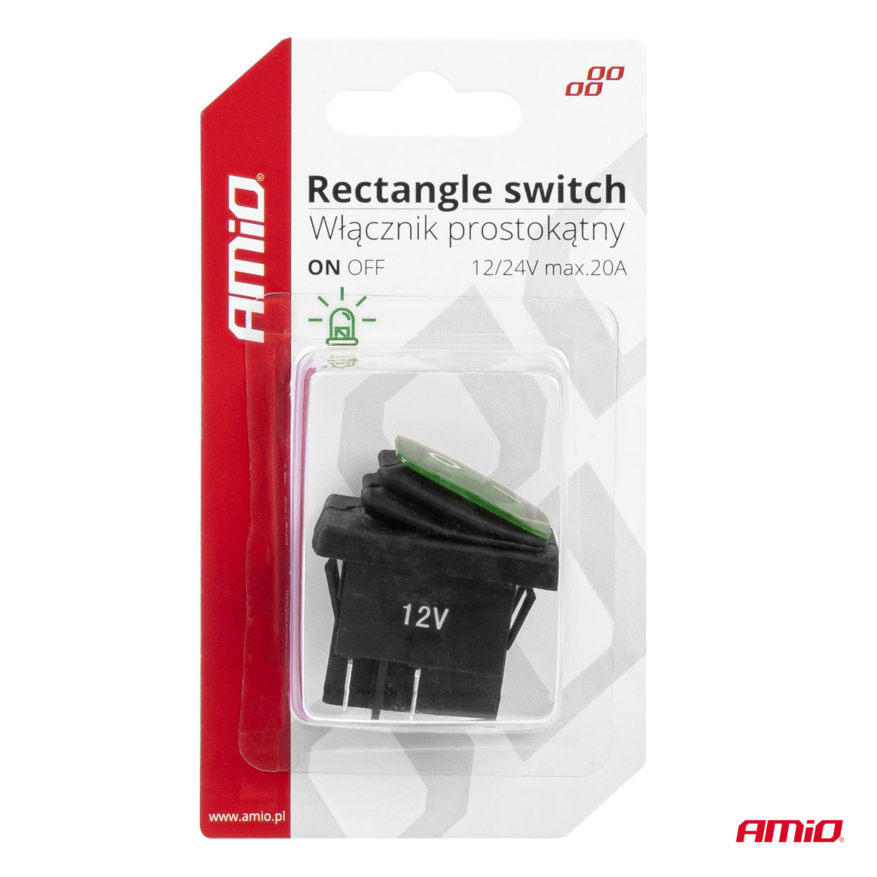 Intrerupator On/Off, 12/24V, dreptunghiular, waterproof, iluminat culoare Verde, destinatie auto, utilitare, Off-Road, ATV, SSV, QUAD-3
