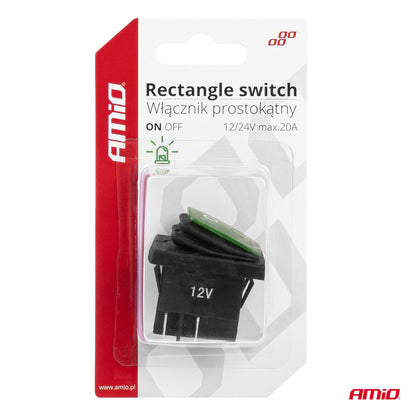 Intrerupator On/Off, 12/24V, dreptunghiular, waterproof, iluminat culoare Verde, destinatie auto, utilitare, Off-Road, ATV, SSV, QUAD-3