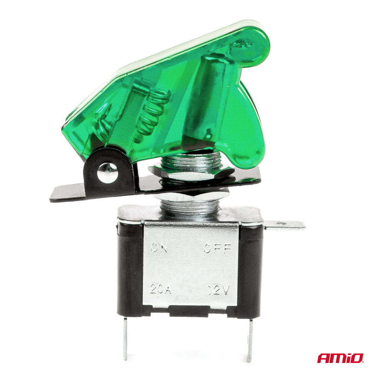 Comutator iluminat (intrerupator) cu protectie, destinatie auto, moto, ATV, SSV, Off-Road, model "TOP GUN", tensiune 12V - 24V, culoare Verde-2