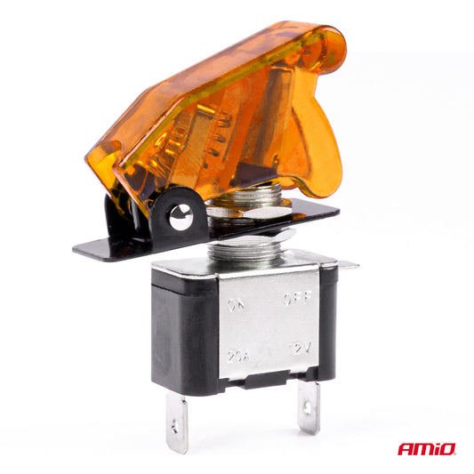 Comutator iluminat (intrerupator) cu protectie, destinatie auto, moto, ATV, SSV, Off-Road, model "TOP GUN", tensiune 12V - 24V, culoare Orange-1