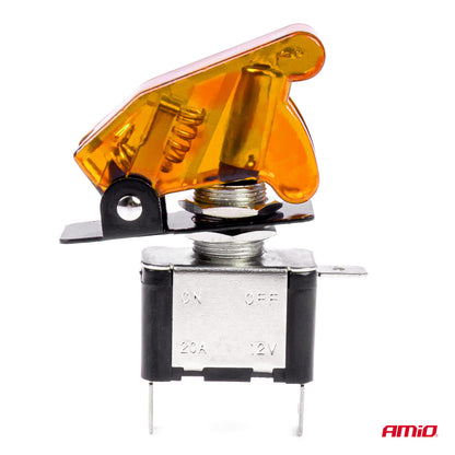 Comutator iluminat (intrerupator) cu protectie, destinatie auto, moto, ATV, SSV, Off-Road, model "TOP GUN", tensiune 12V - 24V, culoare Orange-2