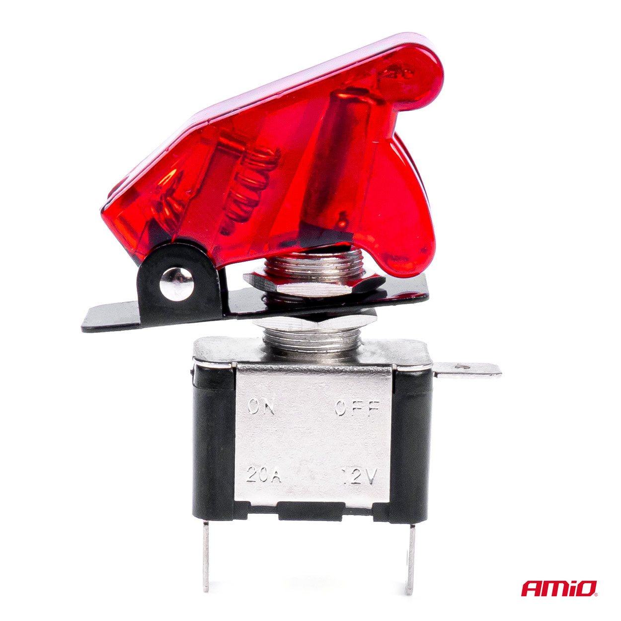 Comutator iluminat (intrerupator) cu protectie, destinatie auto, moto, ATV, SSV, Off-Road, model "TOP GUN", tensiune 12V - 24V, culoare Rosie-2