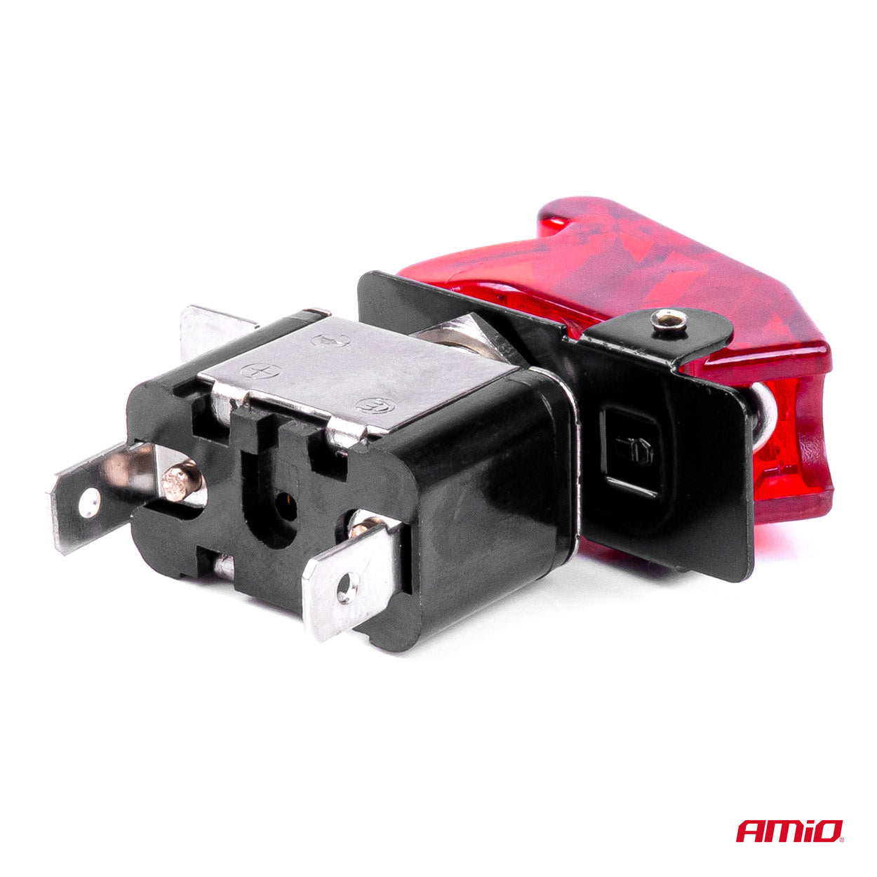 Comutator iluminat (intrerupator) cu protectie, destinatie auto, moto, ATV, SSV, Off-Road, model "TOP GUN", tensiune 12V - 24V, culoare Rosie-3