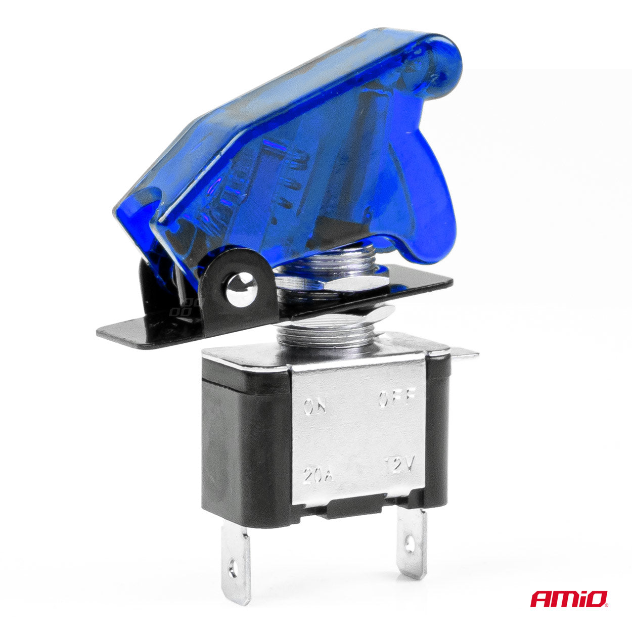 Comutator iluminat (intrerupator) cu protectie, destinatie auto, moto, ATV, SSV, Off-Road, model "TOP GUN", tensiune 12V - 24V, culoare Albastra-1