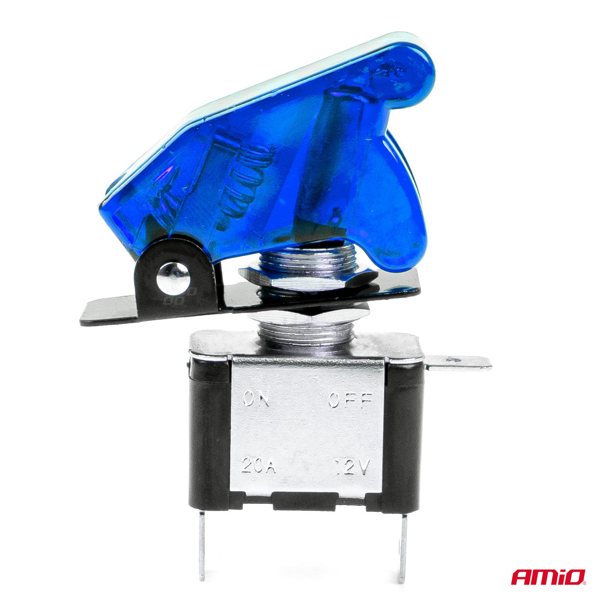 Comutator iluminat (intrerupator) cu protectie, destinatie auto, moto, ATV, SSV, Off-Road, model "TOP GUN", tensiune 12V - 24V, culoare Albastra-2
