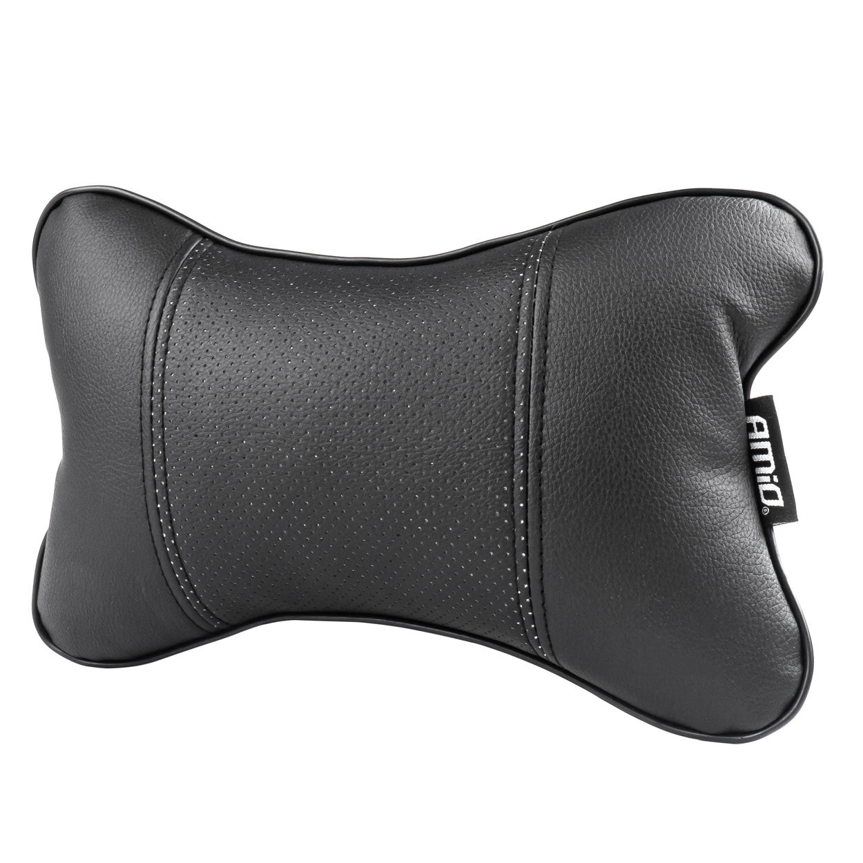Set 2 perne pentru tetiere auto, marca AMIO, pentru sustinere gat din piele ecologica, culoare NEGRU-1