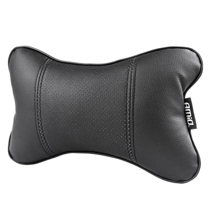 Set 2 perne pentru tetiere auto, marca AMIO, pentru sustinere gat din piele ecologica, culoare NEGRU-1