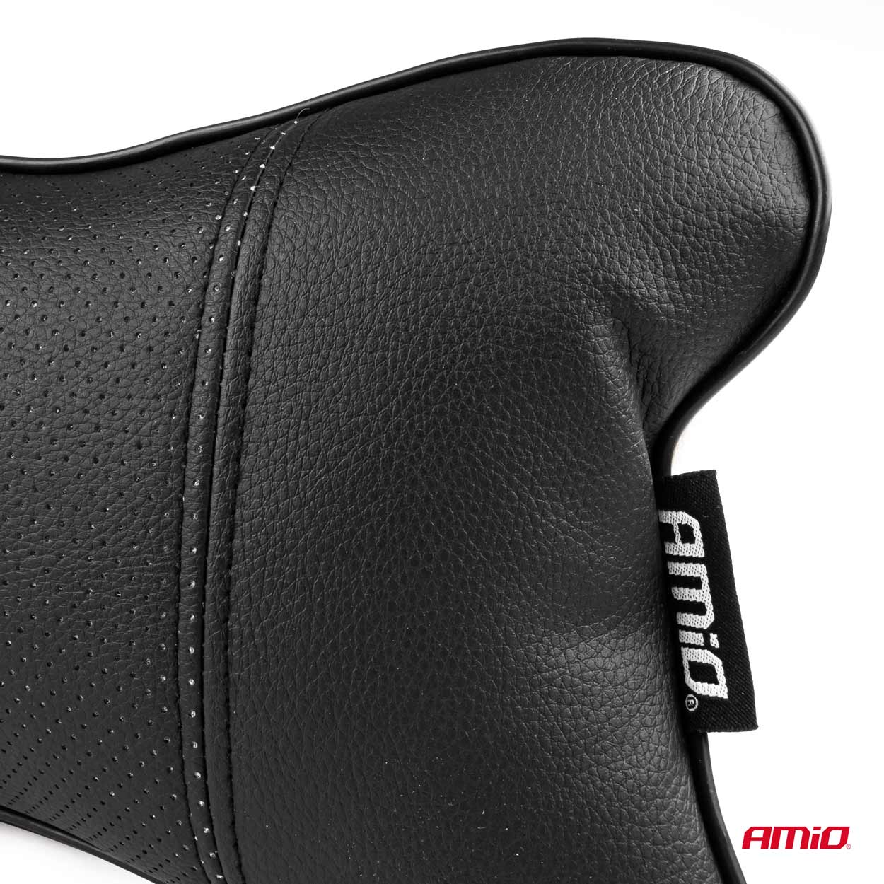 Set 2 perne pentru tetiere auto, marca AMIO, pentru sustinere gat din piele ecologica, culoare NEGRU-3