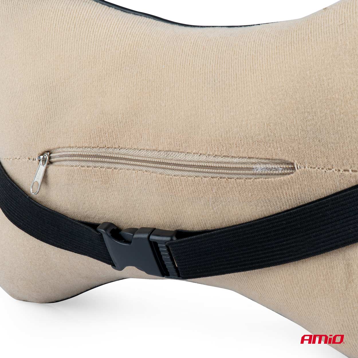 Set 2 perne pentru tetiere auto, marca AMIO, pentru sustinere gat din piele ecologica, culoare NEGRU-4