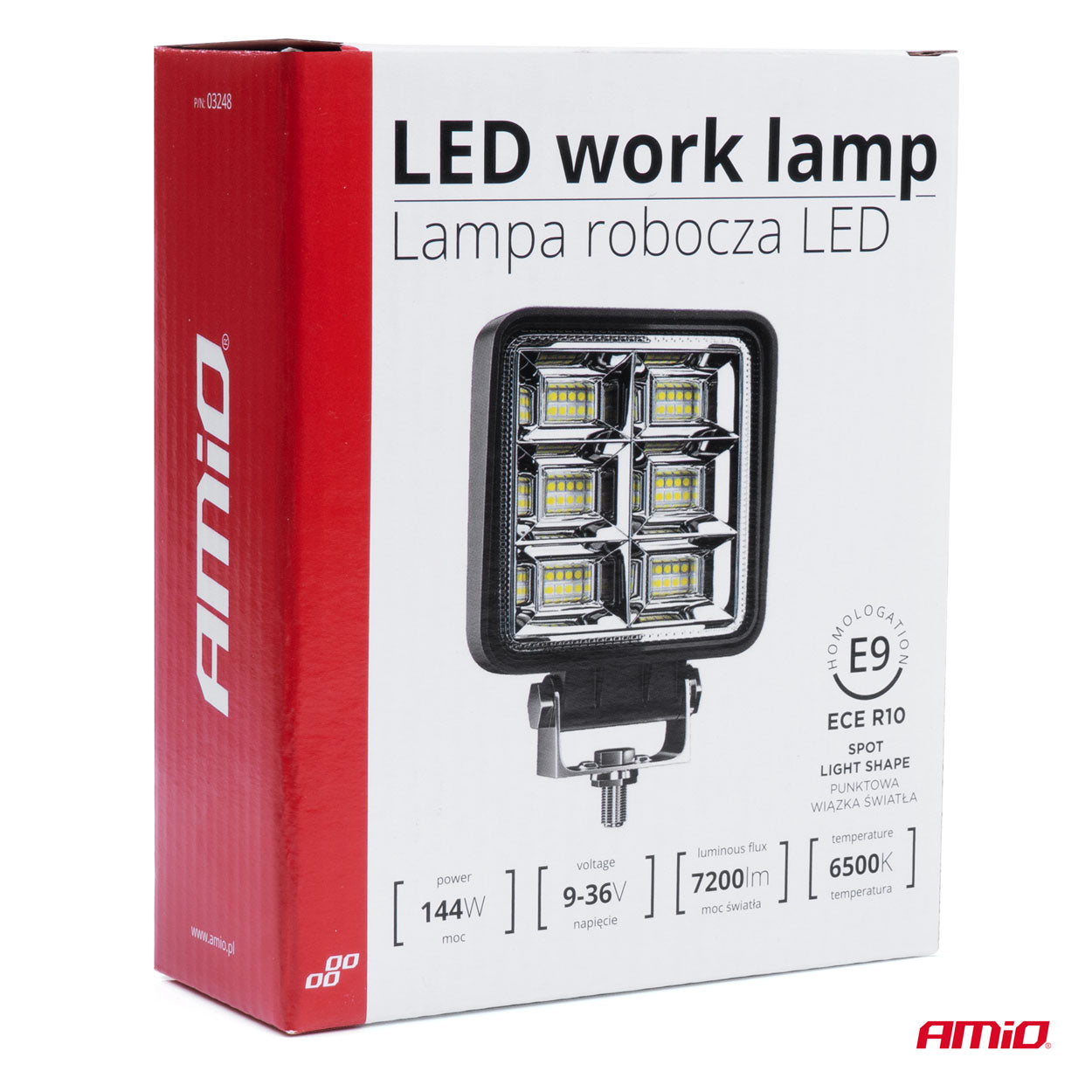 Proiector LED pentru Off-Road, ATV, SSV, putere 144W, culoare 6500K, tensiune 9-36V, dimensiuni 110 x 110 x 35 mm-3