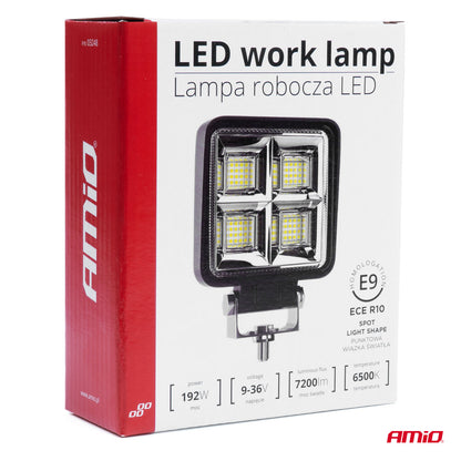 Proiector LED pentru Off-Road, ATV, SSV, putere 192W, culoare 6500K, tensiune 9-36V, dimensiuni 110 x 110 x 35 mm-3