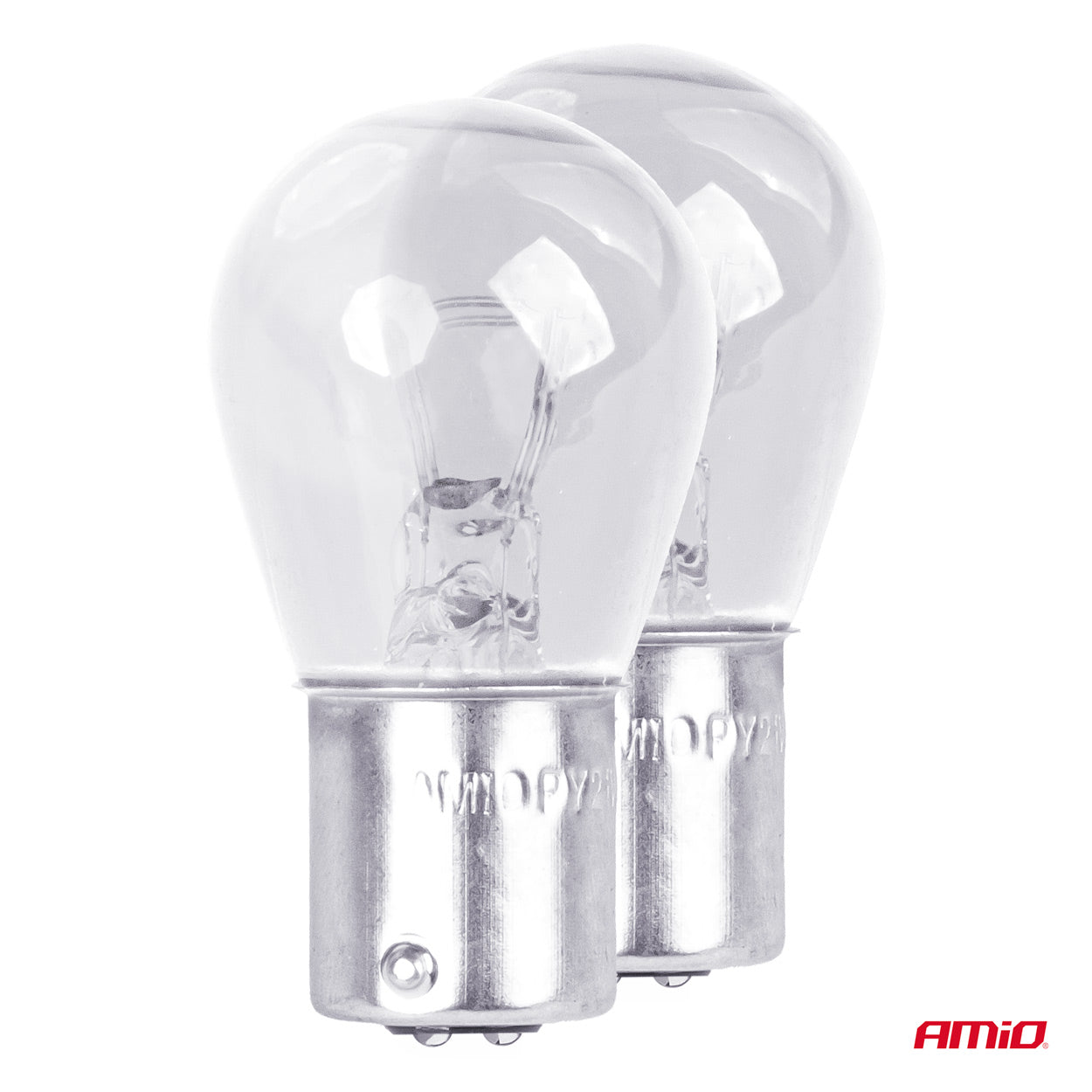 Set 2 becuri cu halogen, soclu P21, 5W, BAY15D, alimentare 12V-1