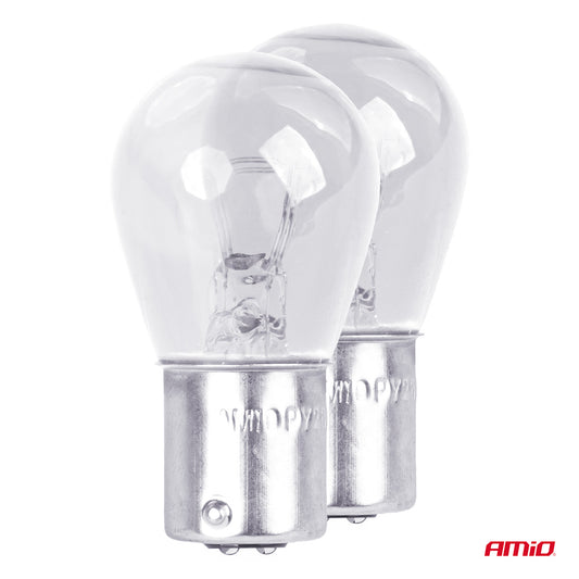 Set 2 becuri cu halogen, soclu P21, 5W, BAY15D, alimentare 12V-1