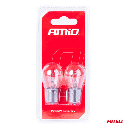 Set 2 becuri cu halogen, soclu P21, 5W, BAY15D, alimentare 12V-3