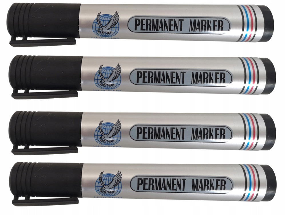 Set 3 Markere Permanente Negre, Waterproof - Cap Rotund