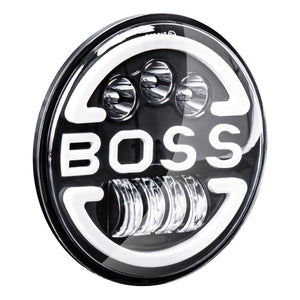 Lampa Suplimentara LED pentru Vehicule Off-Road, ATV, SSV, cu inscriptie "BOSS" si functii_ Faza Lunga, Faza Scurta, Semnalizare, Pozitie, tensiune alimentare 9 - 36V, diametru Ø170 mm-0
