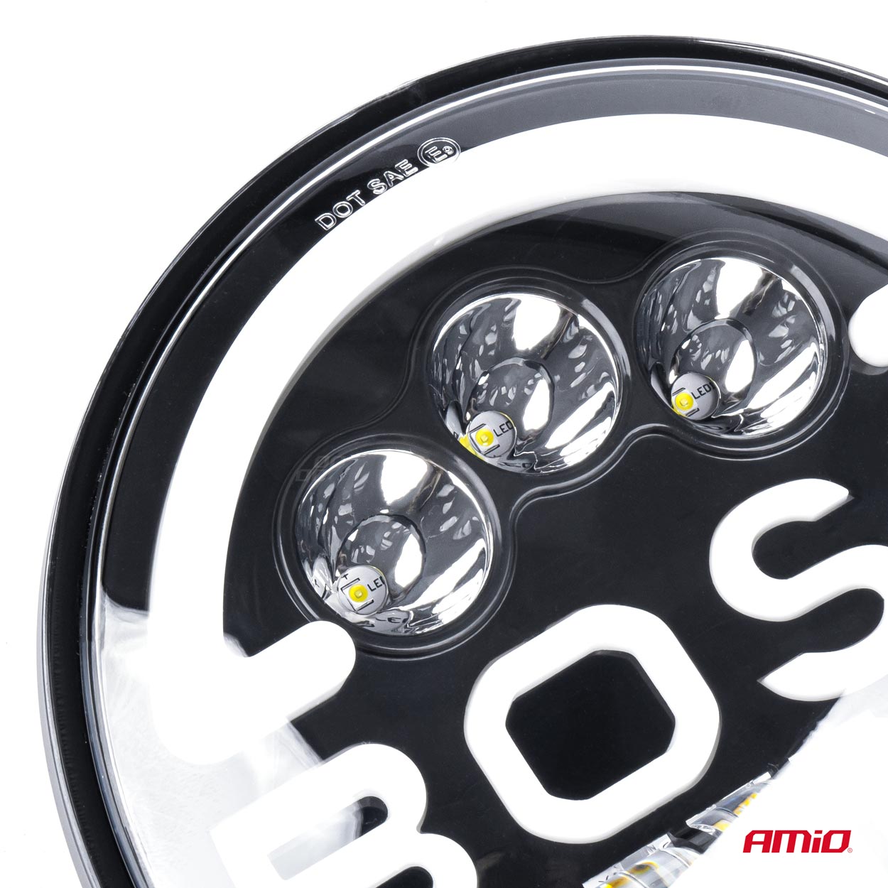 Lampa Suplimentara LED pentru Vehicule Off-Road, ATV, SSV, cu inscriptie "BOSS" si functii_ Faza Lunga, Faza Scurta, Semnalizare, Pozitie, tensiune alimentare 9 - 36V, diametru Ø170 mm-8