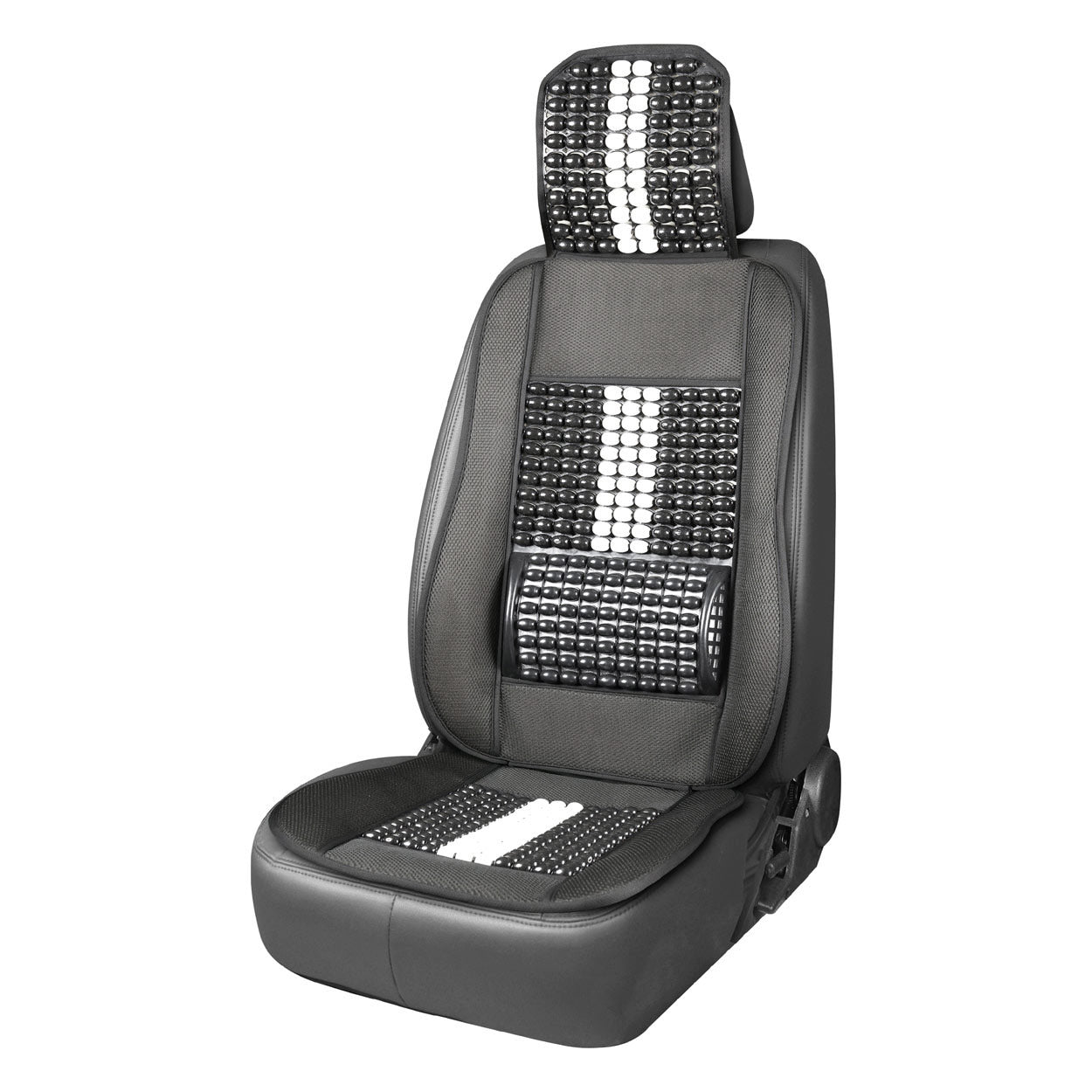 Husa scaun auto cu bile de masaj, suport lombar si tetiera, dimensiuni 131 x 46 cm, culoare Neagra-0