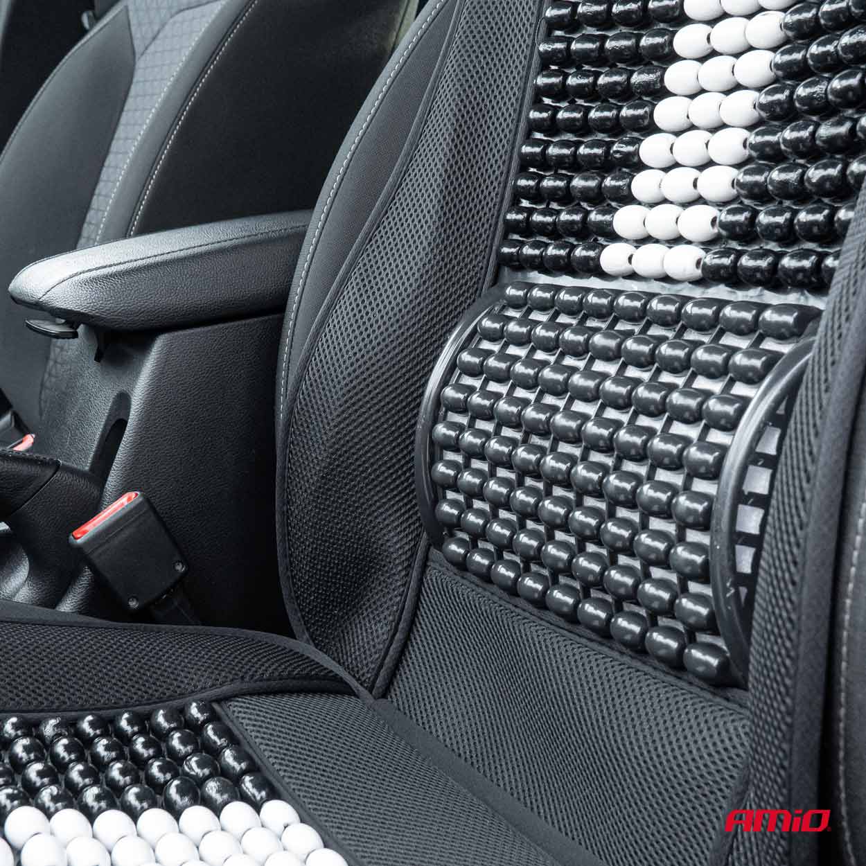 Husa scaun auto cu bile de masaj, suport lombar si tetiera, dimensiuni 131 x 46 cm, culoare Neagra-2