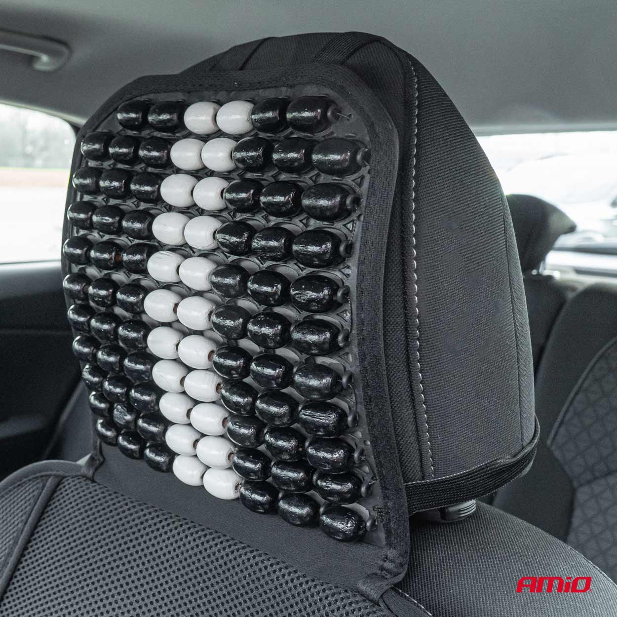 Husa scaun auto cu bile de masaj, suport lombar si tetiera, dimensiuni 131 x 46 cm, culoare Neagra-3