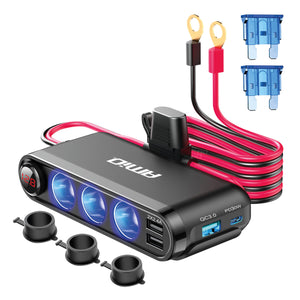Dispozitiv Auto Premium 3in1, Splitter Bricheta, Incarcator USB/USB-C, Voltmetru Digital, alimentare 12V-24V-0