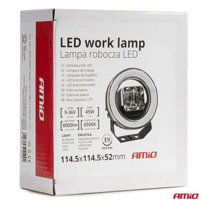 Proiector LED cu Angel Eye model AWL58, pozitie, semnalizare, faza lunga/scurta, pentru Off-Road, ATV, SSV, putere 45W, 8000lm, tensiune 9-36V, dimensiuni 114,5 x 114,5 x 52 mm-10