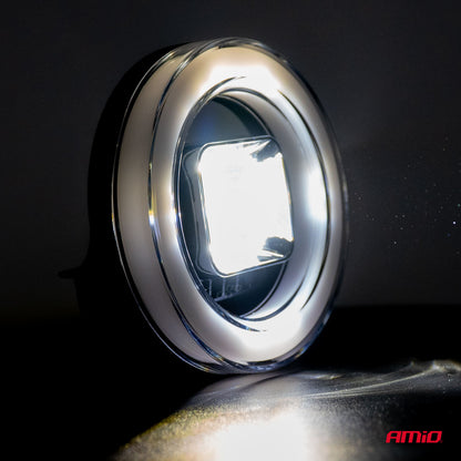 Proiector LED cu Angel Eye model AWL58, pozitie, semnalizare, faza lunga/scurta, pentru Off-Road, ATV, SSV, putere 45W, 8000lm, tensiune 9-36V, dimensiuni 114,5 x 114,5 x 52 mm-1