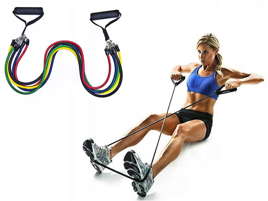 Set de 5 Benzi de Exerciții cu 5 Niveluri de Rezistență pentru Antrenamentul de Fitness
