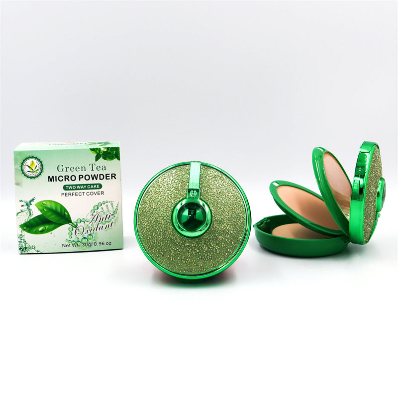 Pudră Compactă 2 în 1 - Pudră Mată și Pudră Iluminatoare - cu Extract de Ceai Verde