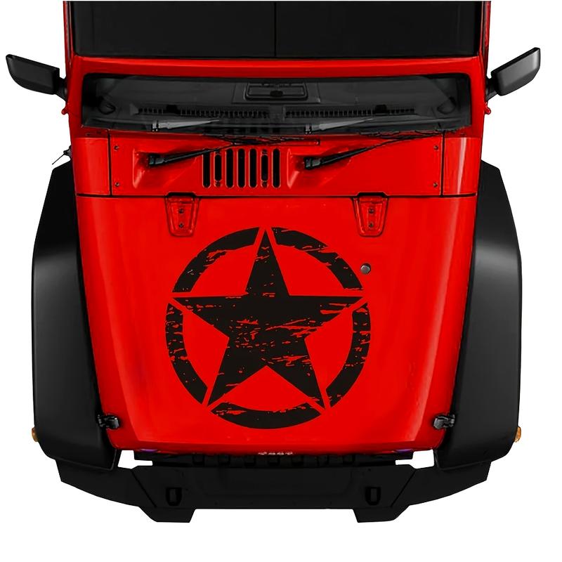 Sticker autoadeziv pentru vehicule Off Road, model "Rusted Army Star", dimensiune 50 x 50 cm, culoare Neagra-0