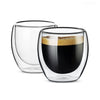 Set 2 Pahare din Sticla cu Perete Dublu Teno999, termorezistente, design modern, capacitate 250 ml, 9 x 8 cm