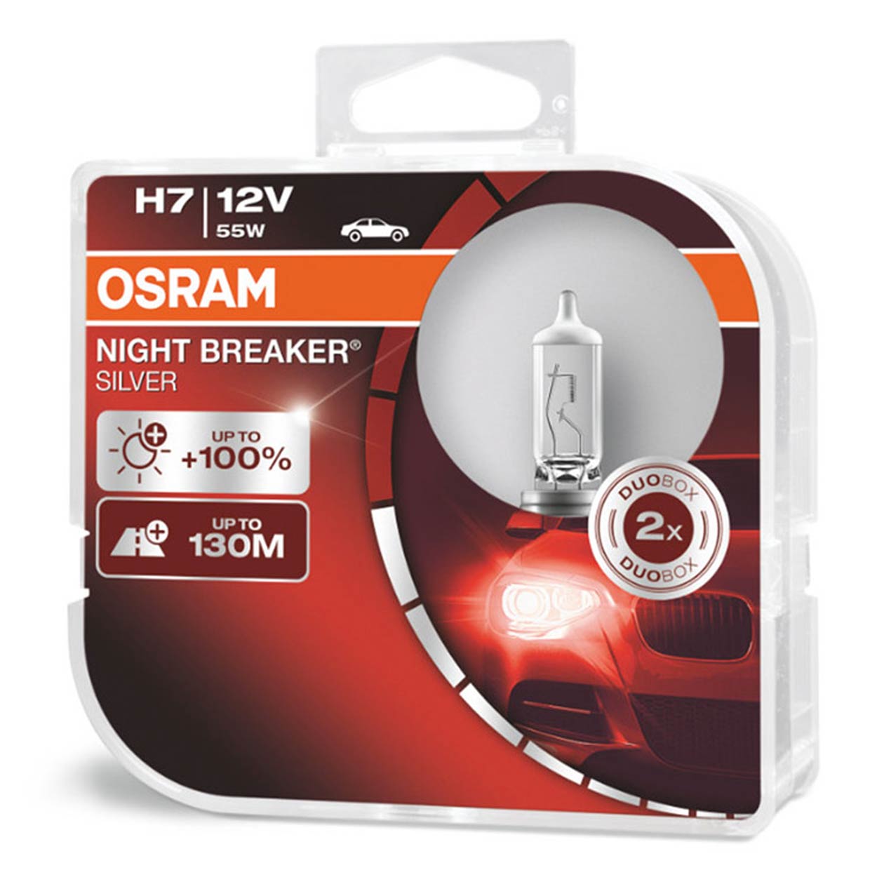 Set 2 becuri cu halogen H7 12V NIGHT BREAKER SILVER + 100%-0