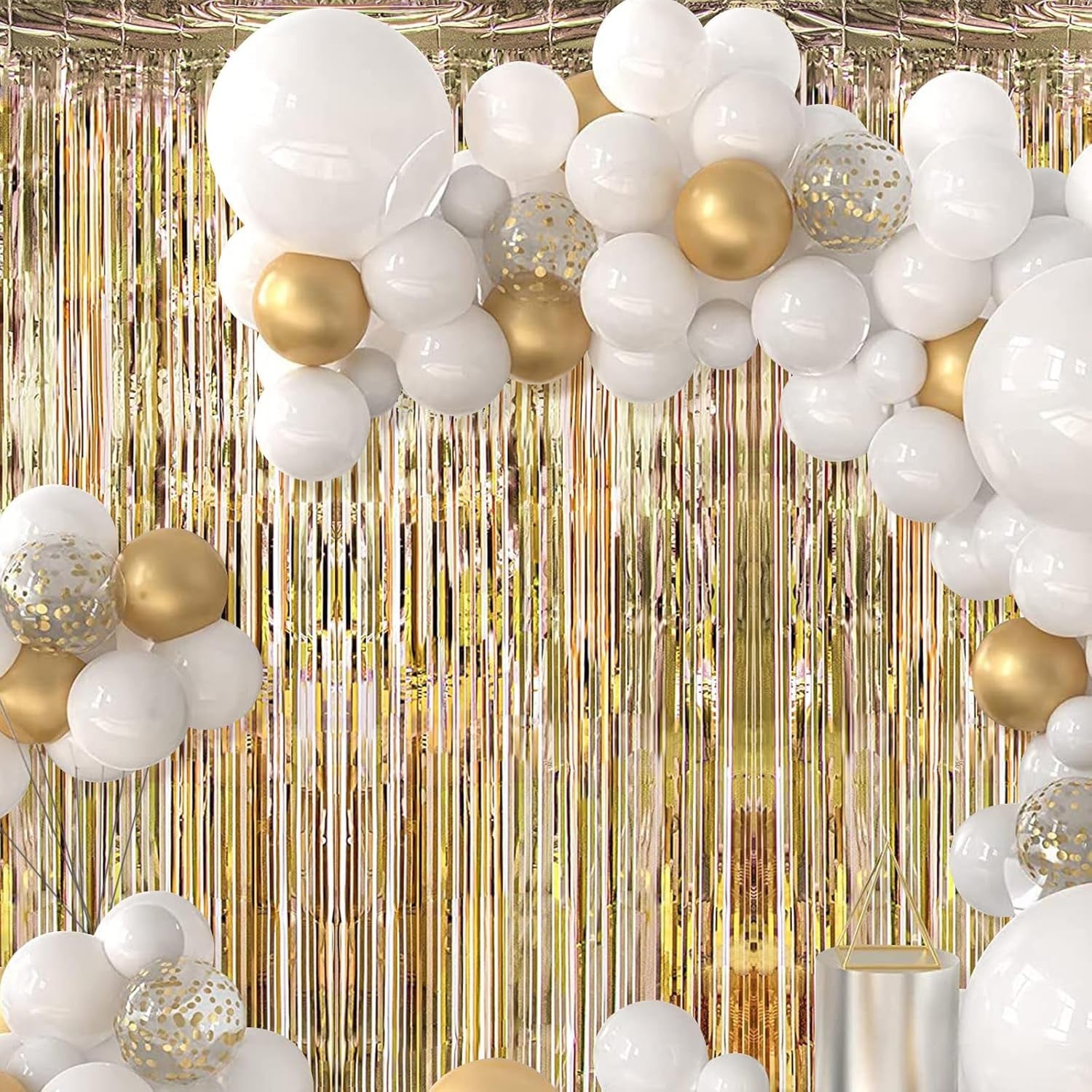 Perdea Franjurata, Flippy, Model Decor Petrecere, pentru Fundal de Poze, Amenajare Colorata a Petrecerii, Dimensiune 100x200 cm, Gold Sampanie-2