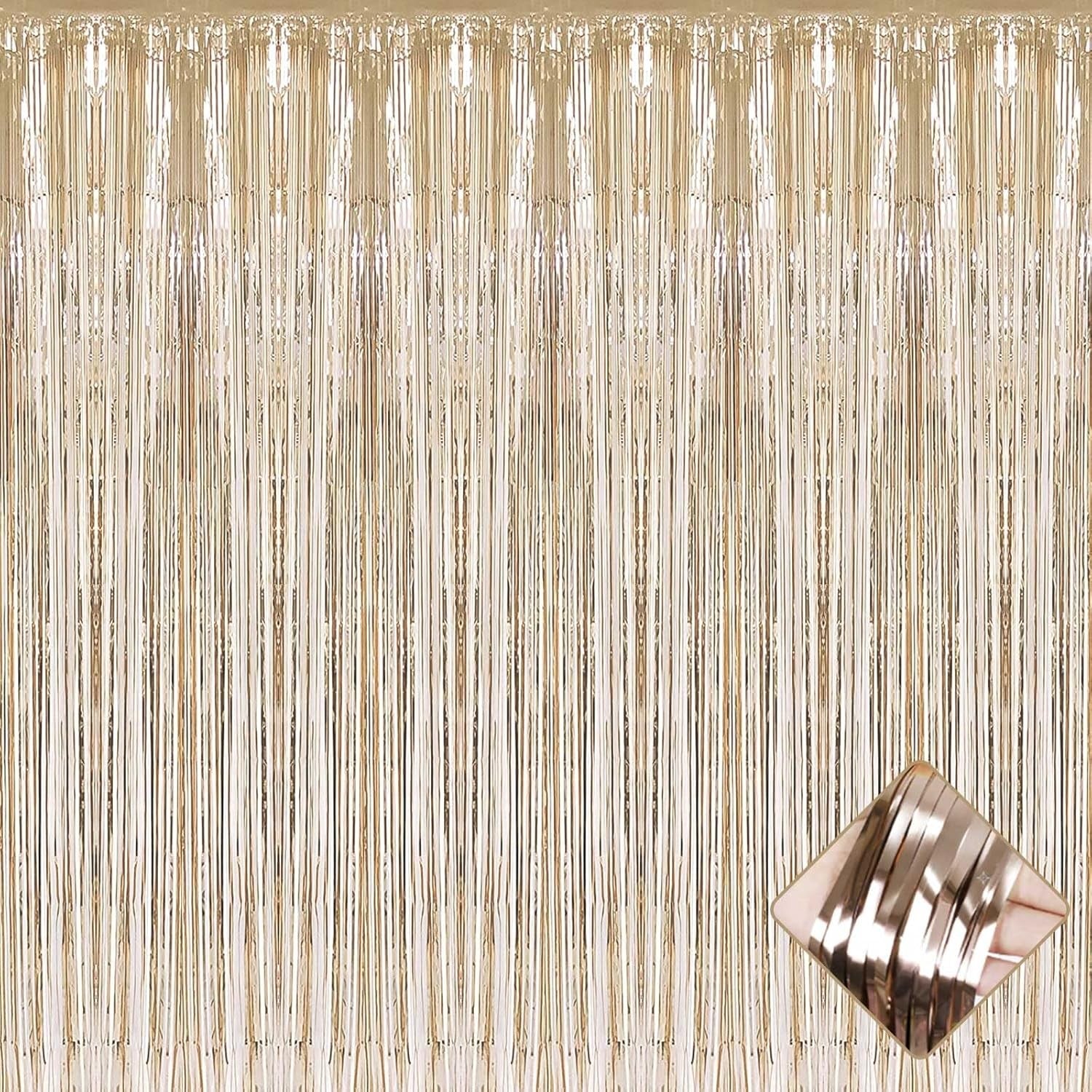 Perdea Franjurata, Flippy, Model Decor Petrecere, pentru Fundal de Poze, Amenajare Colorata a Petrecerii, Dimensiune 100x200 cm, Gold Sampanie-7