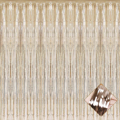 Perdea Franjurata, Flippy, Model Decor Petrecere, pentru Fundal de Poze, Amenajare Colorata a Petrecerii, Dimensiune 100x200 cm, Gold Sampanie-7