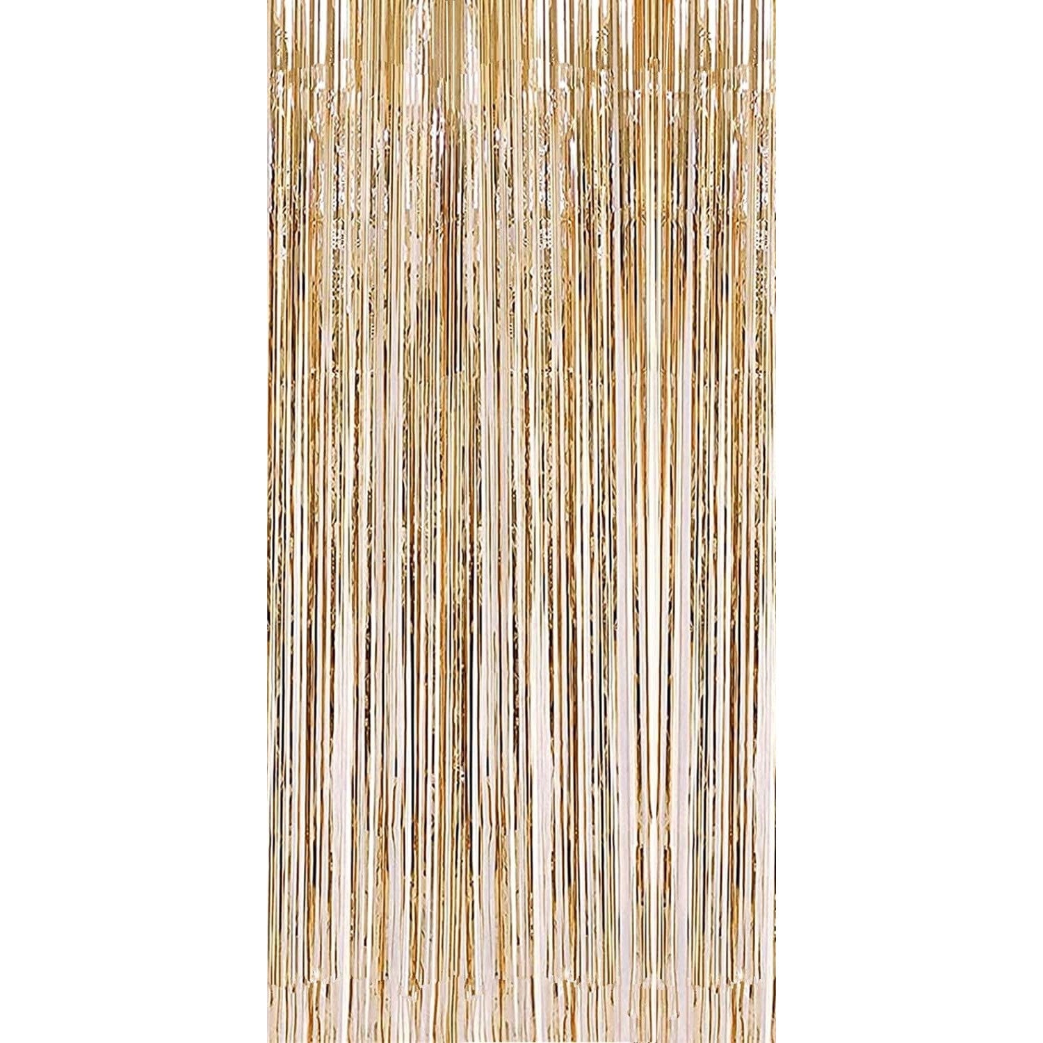 Perdea Franjurata, Flippy, Model Decor Petrecere, pentru Fundal de Poze, Amenajare Colorata a Petrecerii, Dimensiune 100x200 cm, Gold Sampanie-0