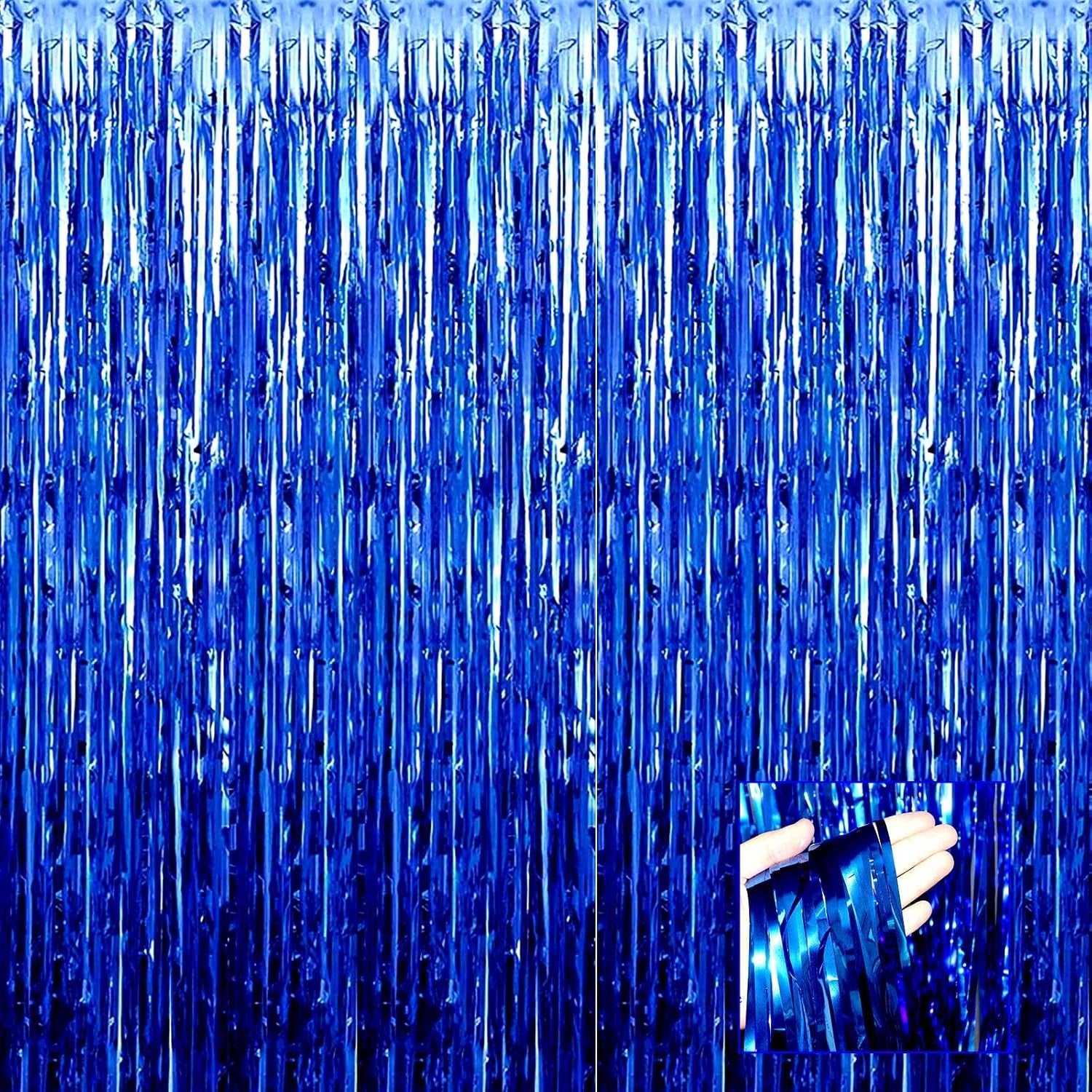 Perdea Franjurata, Flippy, Model Decor Petrecere, pentru Fundal de Poze, Amenajare Colorata a Petrecerii, Dimensiune 100x200 cm, Albastru Inchis-6