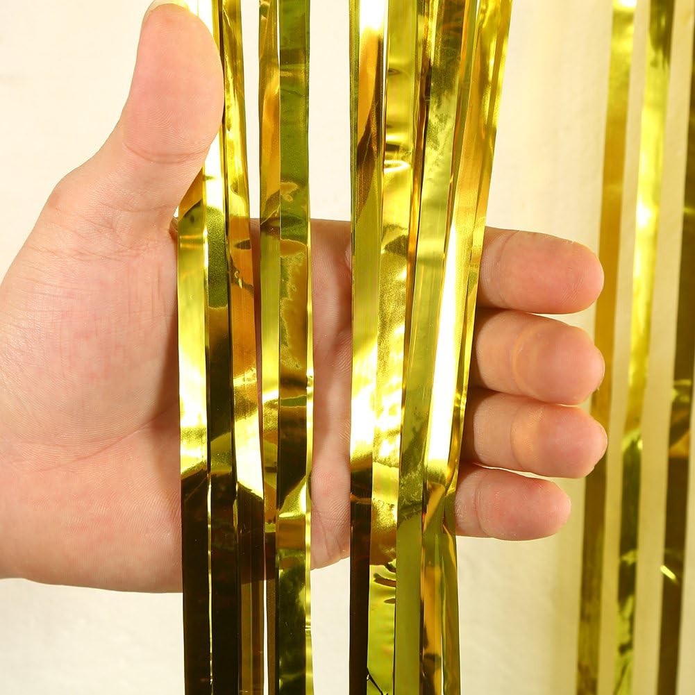 Perdea Franjurata, Flippy, Model Decor Petrecere, pentru Fundal de Poze, Amenajare Colorata a Petrecerii, Dimensiune 100x200 cm, Gold-3