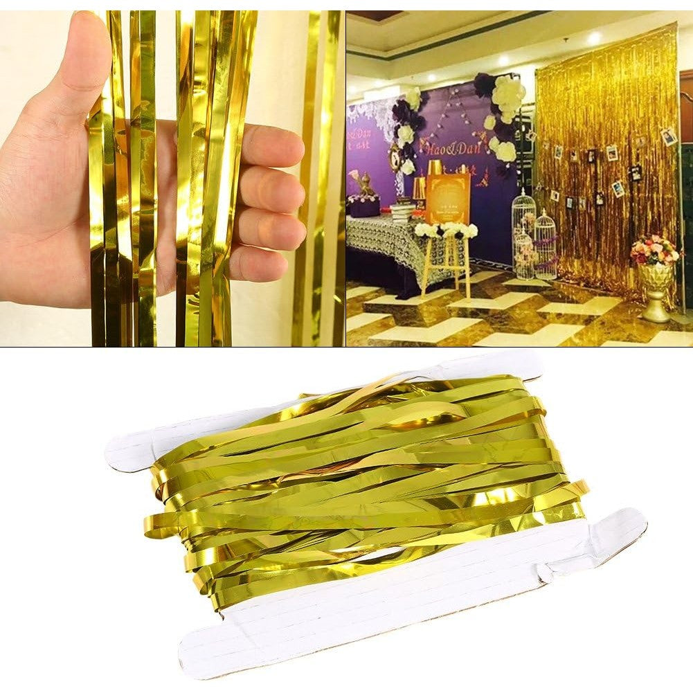 Perdea Franjurata, Flippy, Model Decor Petrecere, pentru Fundal de Poze, Amenajare Colorata a Petrecerii, Dimensiune 100x200 cm, Gold-4