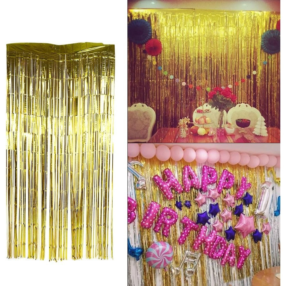 Perdea Franjurata, Flippy, Model Decor Petrecere, pentru Fundal de Poze, Amenajare Colorata a Petrecerii, Dimensiune 100x200 cm, Gold-7