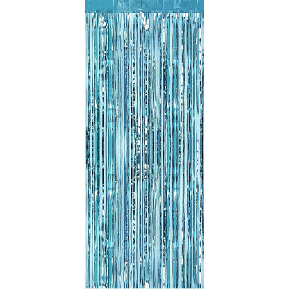 Perdea Franjurata, Flippy, Model Decor Petrecere, pentru Fundal de Poze, Amenajare Colorata a Petrecerii, Dimensiune 100x200 cm, Albastru Deschis-0